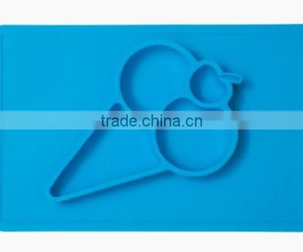 BPA Free Wholesale Non-slip Silicone Baby Placemat Plate photo-4