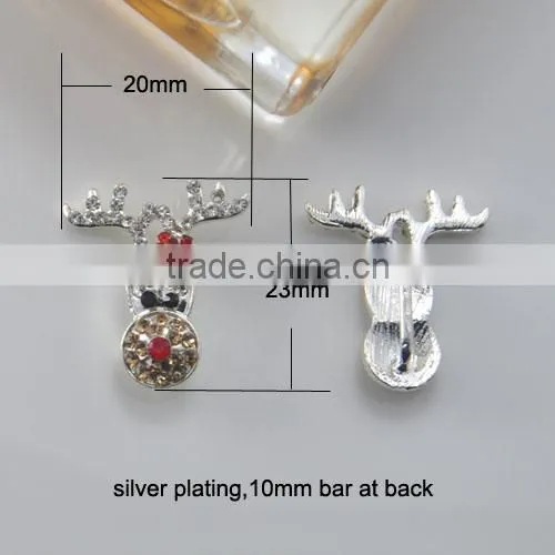 (M0848-10mm Bar) 20*23mm Christmas Collection With Bar Suit for 10mm Ribbon, Silver Plating