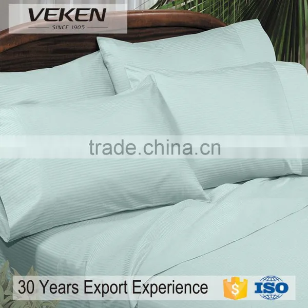 VEKEN Jacquard Strip Bed Linen 100% Cotton Bed Sheets Set