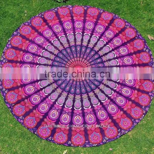 Round Mandala Turquoise Beach Sheet Tapestry Gold Print Indian Wall Hanging Hippie Indian Tapestry Bohemian Wall Hanging photo-4