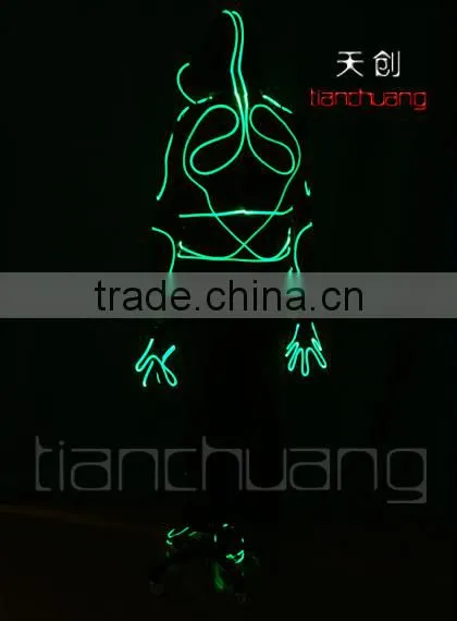 2016 Hot Sale LED Light up Fiber Optic Tron Dance Jumpsuits photo-4