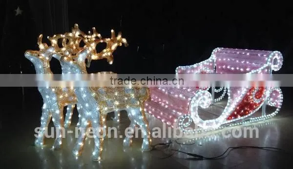 Christmas Decoration Reindeer With Sleigh Light/3d Motif Led Christmas Deer Light Quality Choice photo-2