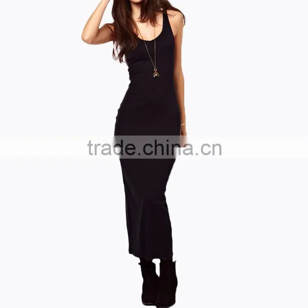Plain Red Slim Fit Tank Dress Women Long Evening Dress photo-2