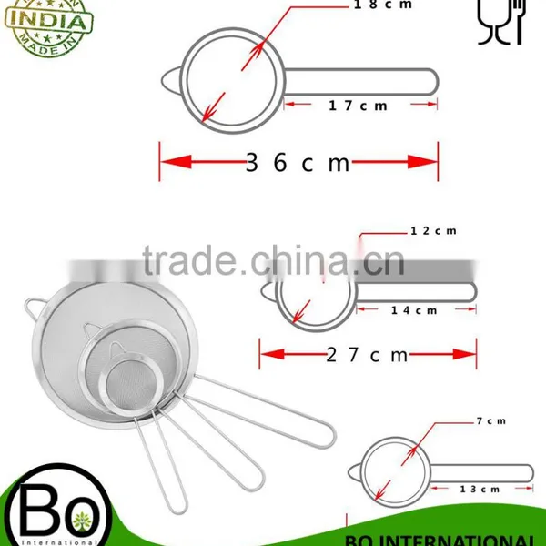Stainless Steel Fine Tea Mesh Strainer Colander Sieve With Handle for Kitchen Food Rice Vegetable, Set of 3 photo-2