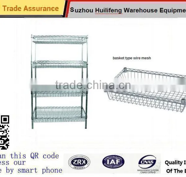 4-shelf Home-style Wire Basket Shelving Units With 4 Tiers Basket Wire Mesh Shelves