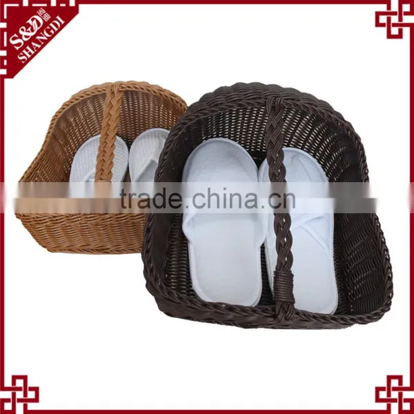 Handweave Durable Plastic Rattan Shoe Basket for 5 Star Hotel photo-2