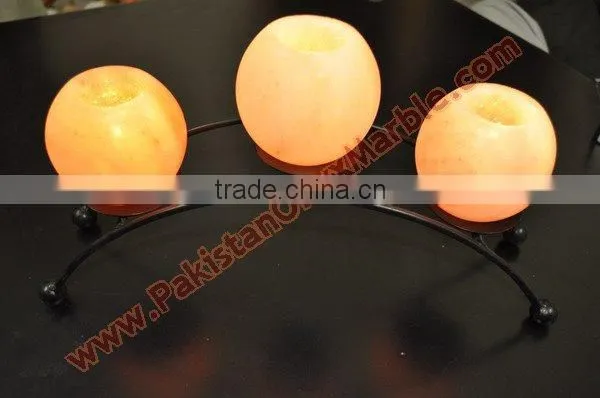 WROUGHT IRON SALT CANDLE HOLDER & TEALIGHTS photo-2