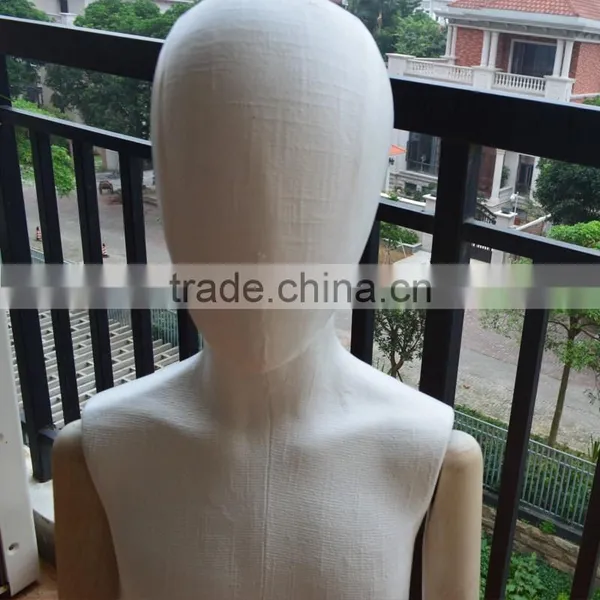 Factory Low Price Sale Fiberglass OR Fabric Wrapped Fabric Torso Kids Mannequin With Wood Arm photo-4