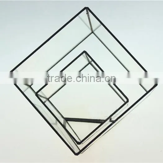 DIY Decor Accessories Bevel Square Glass Greenhouse Indoor Plant Glass Terrarium photo-2