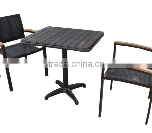 Stackable Leisure Outdoor Furniture Rattan Chair With Teak Wood Arm photo-6