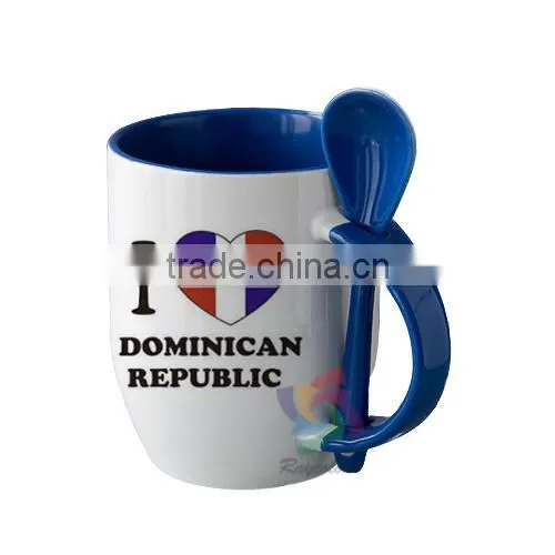 Drinkware 12oz Promotion Red Mug With Spoon on Handle, Coffee Printing Mug photo-2