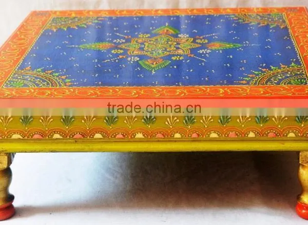 Indian Handcrafted Painted Wooden Chowki photo-2