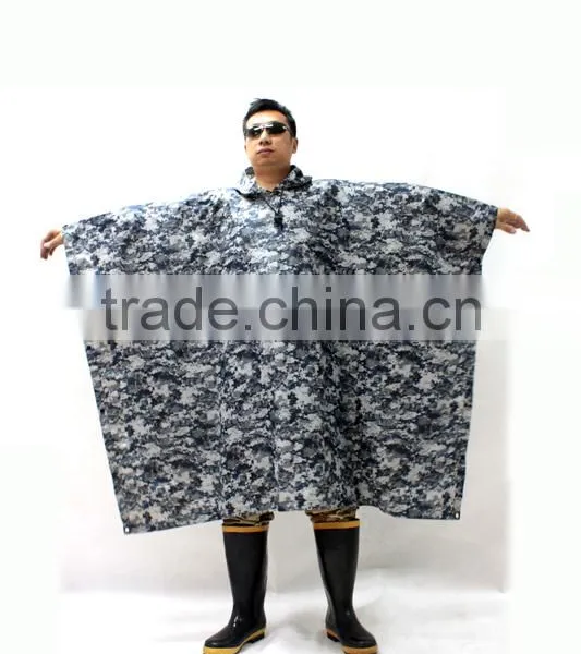 4000 Hydrostatic Pressure Waterproof PU PVC Coated Military Camouflage Rain Poncho photo-5