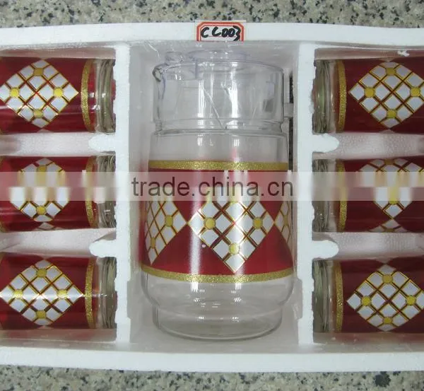 JK004 7pcs Glass Drinking Set With Deco photo-6