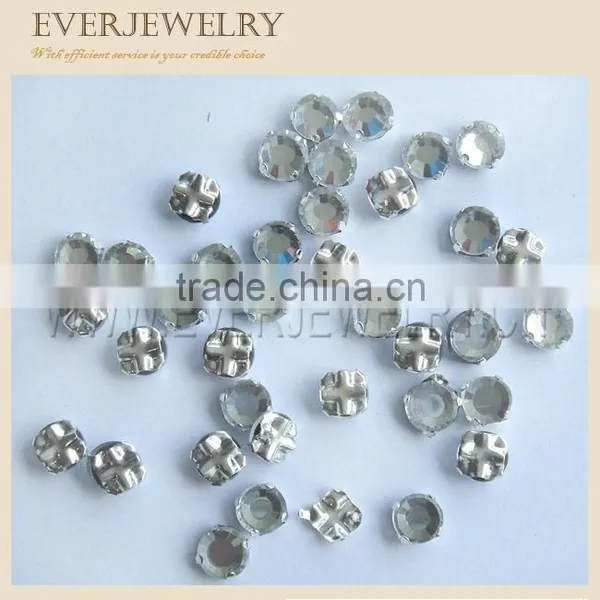 Sew on Cut Glass Crystals 4mm in Silver Settings Montees 4 Holes Bead photo-4