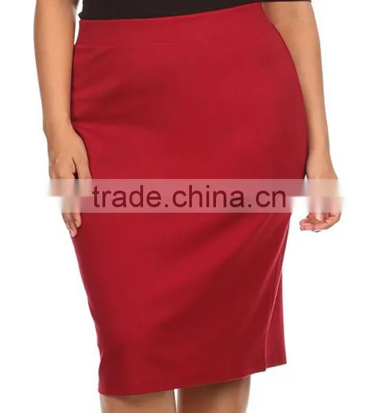 Wholesale Custom Made in China Women Fashion Plus Size Red Tight High Waist Pencil Skirt photo-4