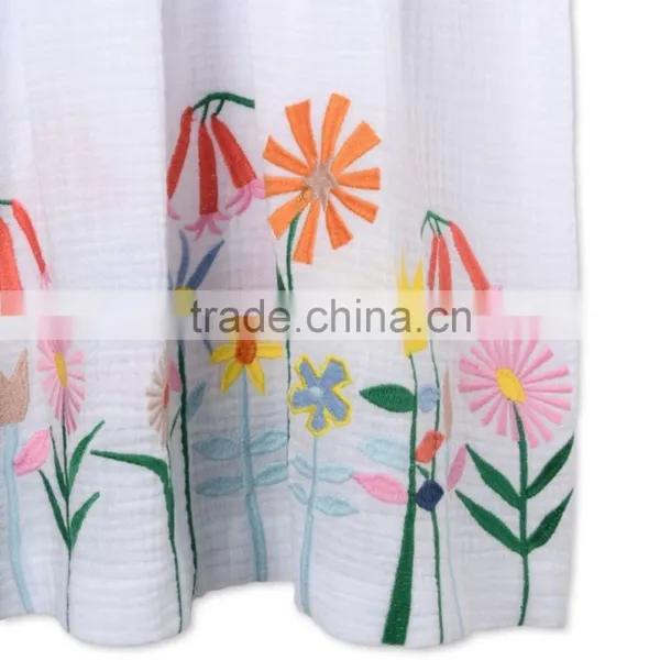 Colorful Flower Girls Embroidery White Short Sleeve Cotton Dress Childern Frock Model Hand Embroidery Designs For Baby HSD5944 photo-4