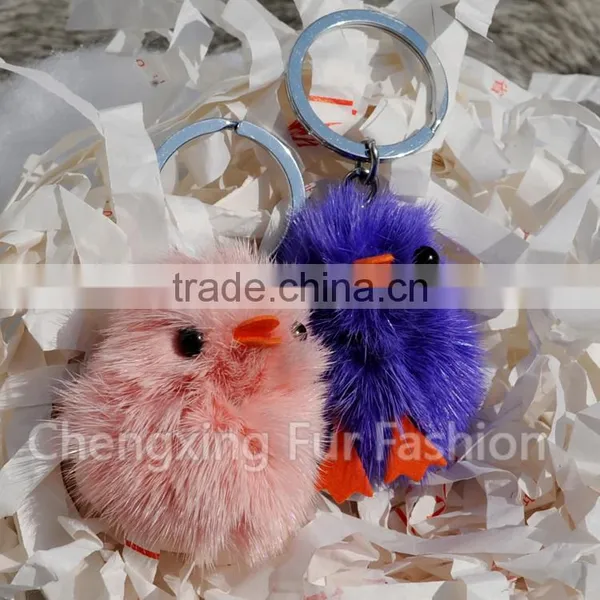 CX-R-51 Luxury Wholesale Cheap Mink Fur Yellow Duck Lovely Key Chain Keychain photo-2