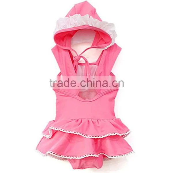 Girls Pink Swimwear One Piece Suit With Hat Best Selling Products 2017 in Usa photo-2