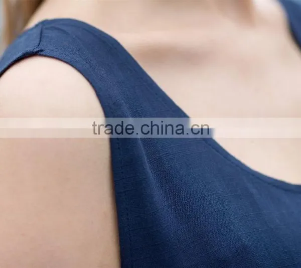 Breathable Ladies's Loose Style Dress for Summer Fashion Scoop Neck Dress Sleeveless Dress Casual Skirt photo-5