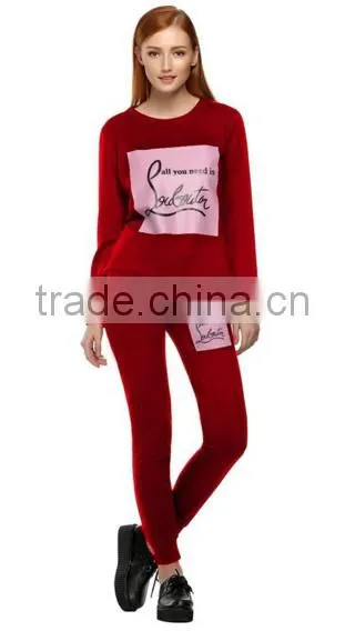 Women Printed Hoodie Pants Suit Two Piece Gtm Tracksuit Set With Fleece photo-5