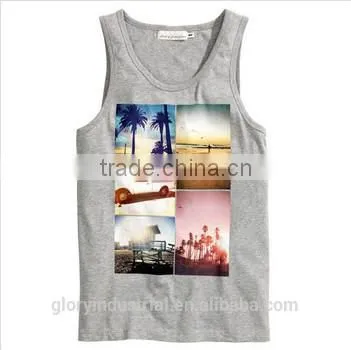 Cheap High Quality Custom Sublimation Printed Mens Stringer Tank Top Wholesale photo-2