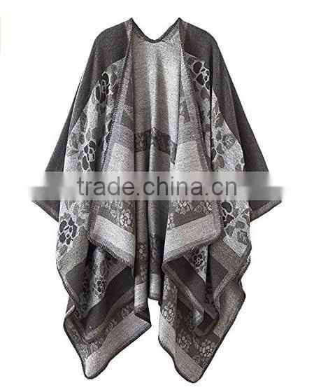 Women Cashmere Oversized Blanket Poncho Cape Shawl Long Cardigan Women Winter Coat photo-6