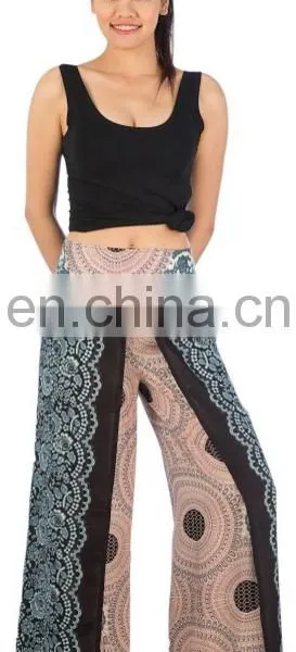 Lofbaz Boho Wide Leg Side Slits Belly Dance Gypsy Hippie Harem Pants Trousers photo-4