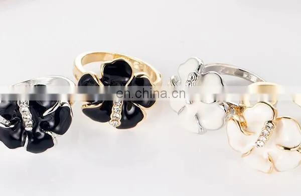 Classic Genuine Austrian Crystals Sample Sales Platinum Plated Black Flower Ring Jewelry Party OFF photo-5