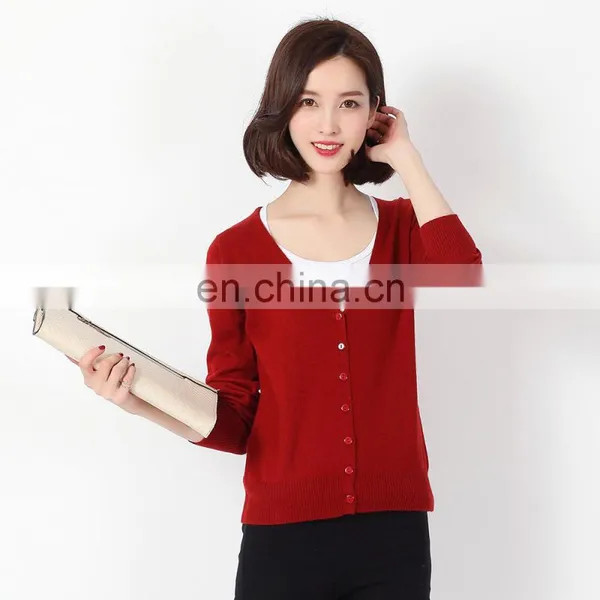 Spring Autumn High Quality Fashion V-neck Custom Latest Design Autumn Long Sleeve Rayon V Neck Cardigan Sweater Design for Women photo-5