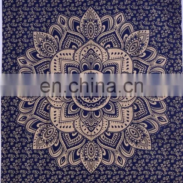 Blue Gold Indian Ombre Mandala Wall Hanging Dorm Decor Tapestries Twin Tapestry Bohemian Hippie Wall Decor photo-2