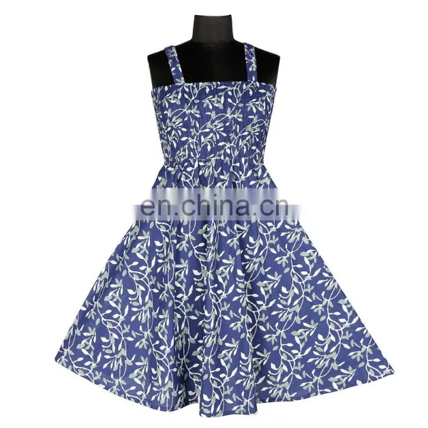 OEM SUPPLY COTTON DRESS FOR REGULAR WEAR SHORT LENGTH INDIGO PRINTED photo-2