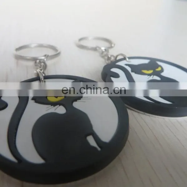 Round Double-sided 3d Embossed Pvc Keychain With Cat Logo photo-5