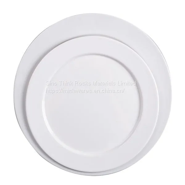 Hotel and Restaurant Use Melamine Ceramic Plain White Round Dinner Plate