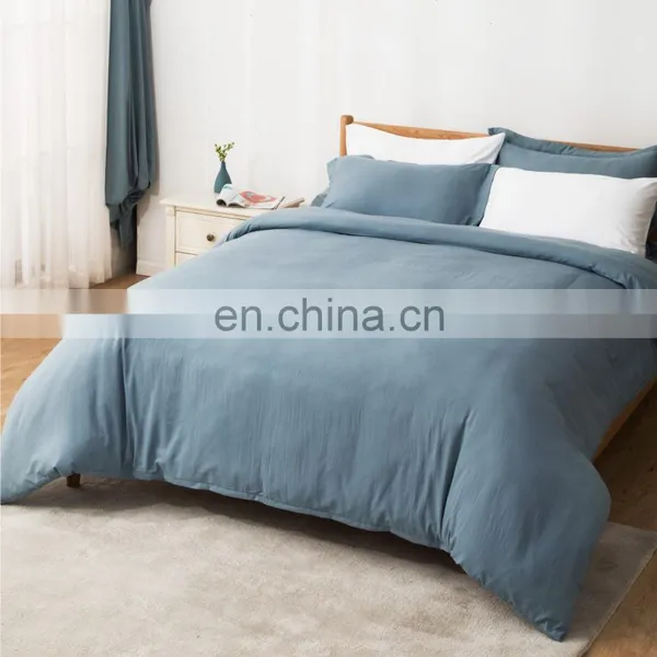 Super Luxury Soft Amazon Hot Sale 4 Piece King Plaid Microfiber Washed Cotton Factory Stock Duvet Cover Bedding Set photo-2