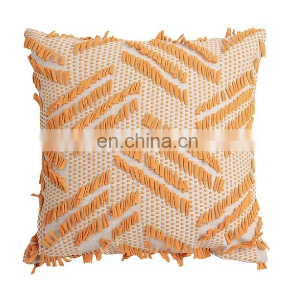 Boho Style Colorful Hand Block Indian Pillow Cover Decorative 18X18" Embroidery Chindi Cushion Cover photo-4