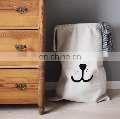Hot Sale Canvas Toy Storage Bags Cotton Laundry Bags Clothing Drawstring Bags Accessory for Toy Tent of Kids Room photo-2