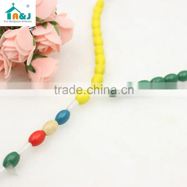 5 Color Wooden Ovel Bead Rosary photo-3