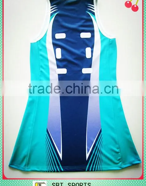 Blue Custom OEM Sublimation Sports Netball Dress photo-2