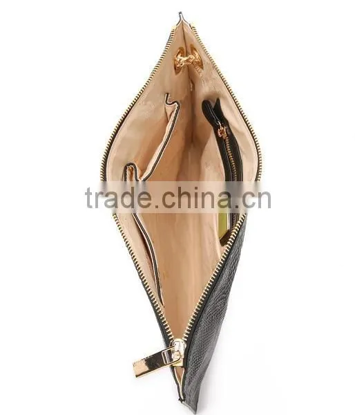 Slim Snake Print/skin Leather Women Clutch Bag Handbag With Wrist Chain photo-5
