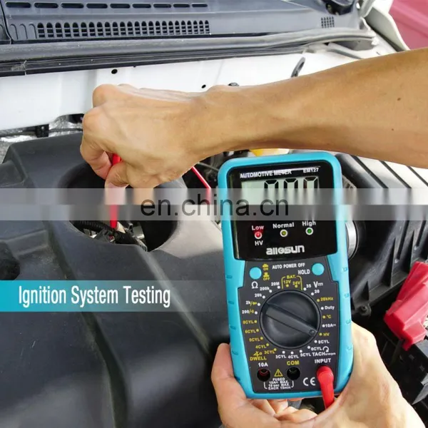Allosun EM127 Automotive Multimeter Engine RPM Measurer Ignition System DC Volt Temp Frequency Diode Diagnosis Tester Tool photo-5