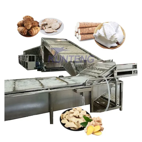 Automatic Ginseng Yam Mustard Fig Turmeric Okra Date Slicing Drying Processing Line