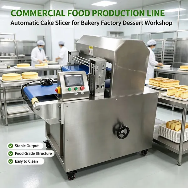 Automatic Horizontal Cake Cutting Machine 220V 450mm Cake Slicer 1500W for Hamburger Bun Sandwich Cake and Bread Slicing