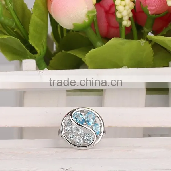 New Design Wholesale High Quality Hand Set Topaz 925 Ring 925 Sterling Silver Round Shape Designer Ring Women Wedding ri photo-2