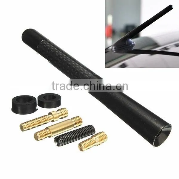 High Quality 4.72inch Universal Short Aluminum Auto Car Radio AM FM Carbon Fiber Antenna Replacement Screw Color Black photo-6