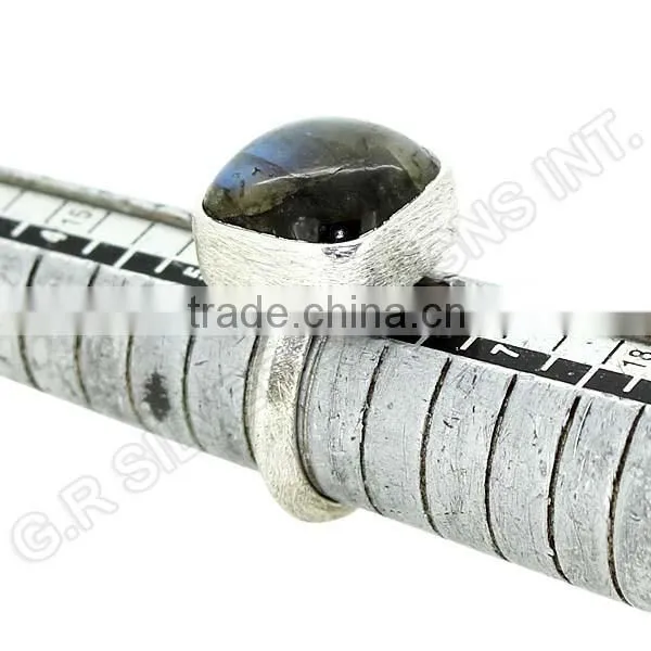 Natural Labradorite Cushion Cab Gemstone Ring,925 Sterling Silver Bezel Set Ring Jewelry photo-5