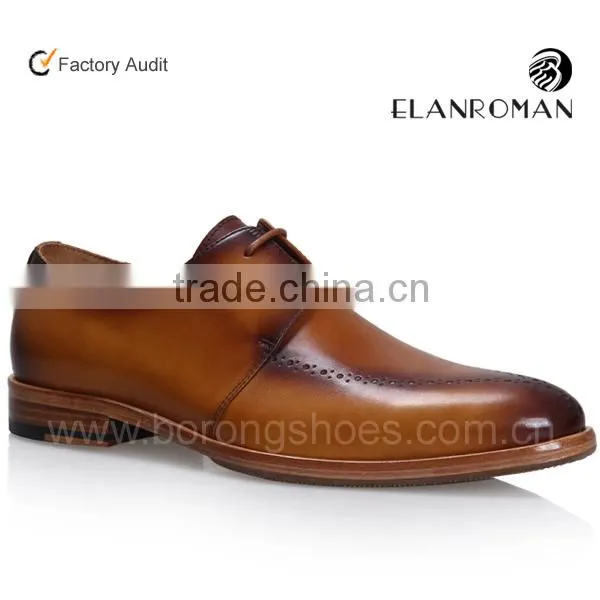Elegant Italian Calf Leather Derby Design Brown Men Dress Leather Shoes photo-2