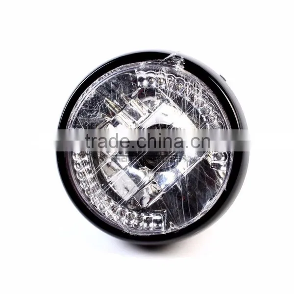 BJ-HL-008 Wholesale Sport Bike Amber Round Black 35W 26 LED Headlight Motorcycle photo-3