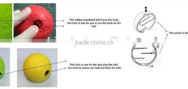 Durable Rubber Dog Treat Ball , Dog Toys .- New photo-3