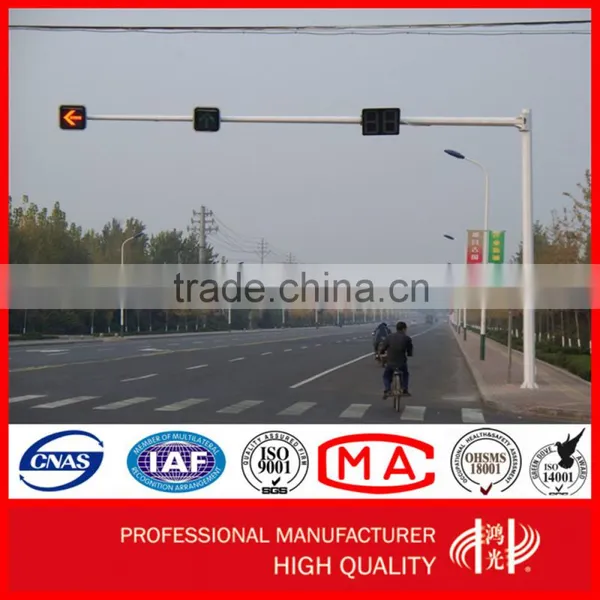 6 Length Steel Poles Galvanized Driveway Traffic Light Poles With 8m Cross Arm